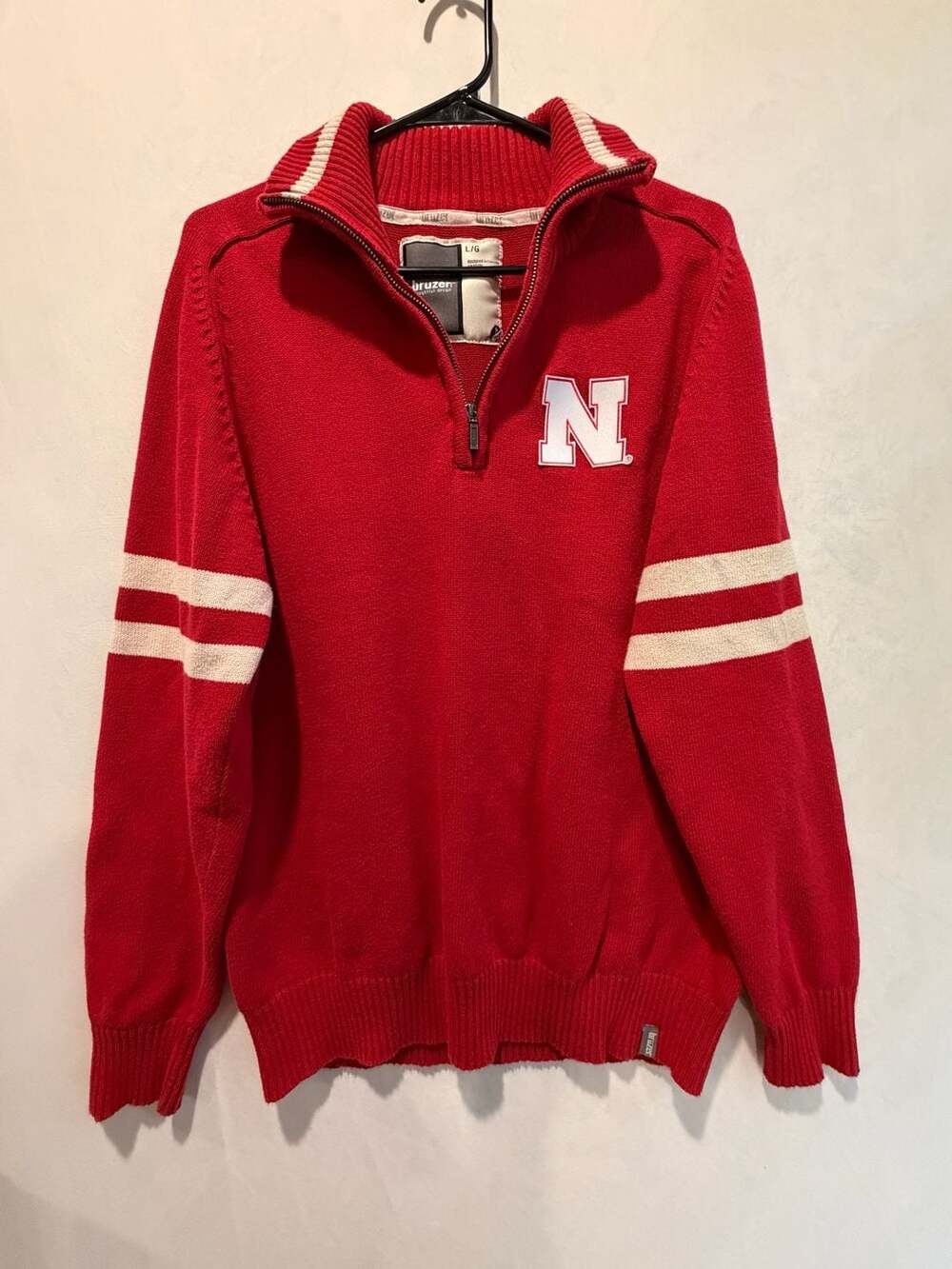 Bruzer Nebraska Quarter Zip Sweater Size L